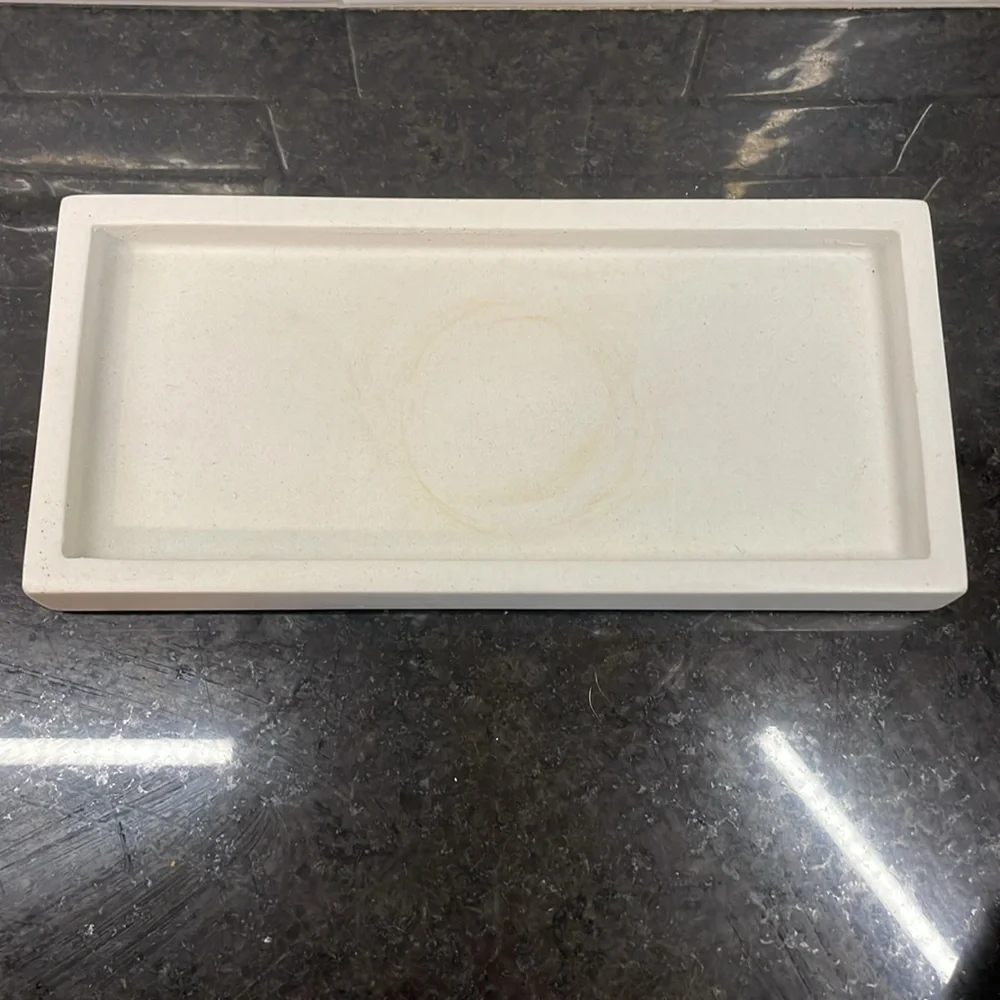 The Polished Jar Large Artisan Concrete Tray in Off White